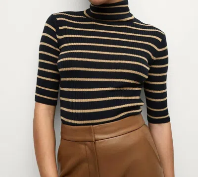 Veronica Beard Katrina Merino Striped Sweater In Navy / Khaki