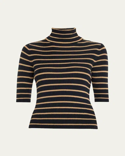 VERONICA BEARD KATRINA STRIPED TURTLENECK SWEATER