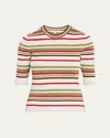 Veronica Beard Kavya Striped Ribbed-knit Sweater In Multi
