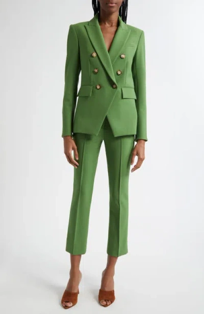 Veronica Beard Kean Clean Waist Pintuck Pleat Crop Pants In Lemongrass