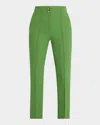 Veronica Beard Kean Clean Waist Pintuck Pleat Crop Pants In Lemongrass
