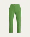 Veronica Beard Kean Clean Waist Pintuck Pleat Crop Pants In Lemongrass