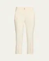 Veronica Beard Kean Cropped High-rise Pintuck Pants In Off White