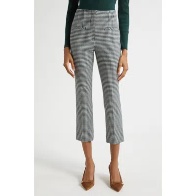 Veronica Beard Kean Houndstooth Check Crop Pants In Black