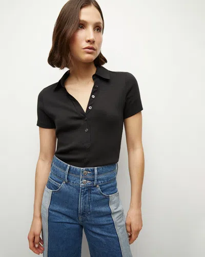 Veronica Beard Kearney Button-down Tee In Black