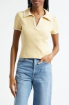 Veronica Beard Kearney Contrast Trim Rib Polo In Neutral