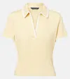 Veronica Beard Kearney Contrast Trim Rib Polo In Neutral