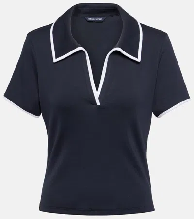 Veronica Beard Kearney Cotton-blend Polo Shirt In Blue