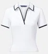 Veronica Beard Kearney Polo Tee With Contrast Piping In White