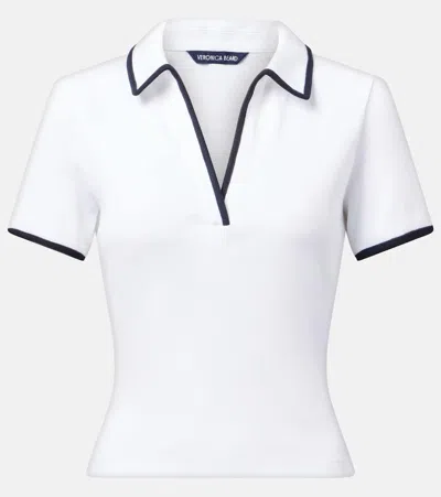 Veronica Beard Kearney Ribbed Stretch-cotton Polo Shirt In White