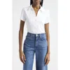 Veronica Beard Kearney Button-down Tee In White In White