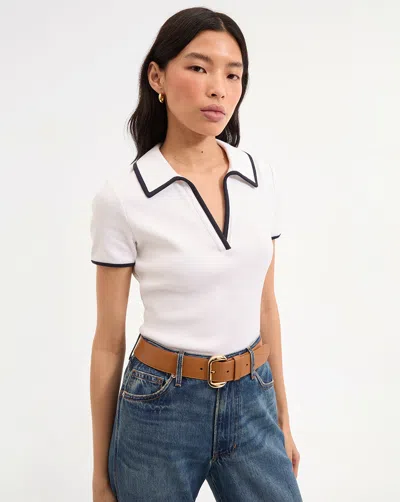 VERONICA BEARD KEARNEY POLO TEE WITH CONTRAST PIPING