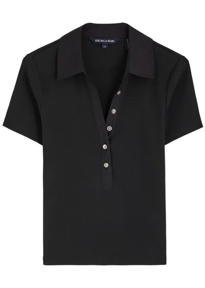 Veronica Beard Kearney Ribbed Stretch-cotton Polo Shirt
