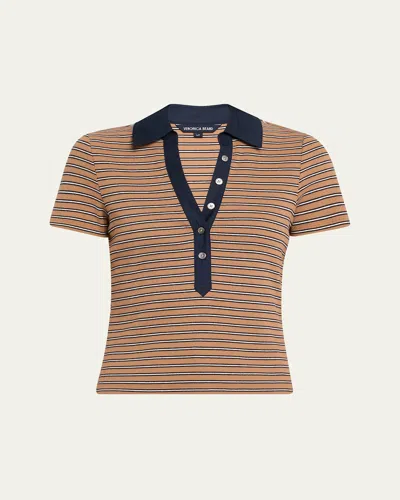 Veronica Beard Kearney Short-sleeve Polo Tee In Multi