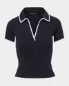 Veronica Beard Kearney Short-sleeve Polo Tee In Navy