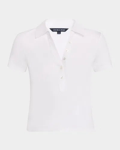 Veronica Beard Kearney Short-sleeve Polo Tee In White