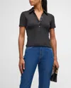 Veronica Beard Kearney Short-sleeve Polo Top In Black