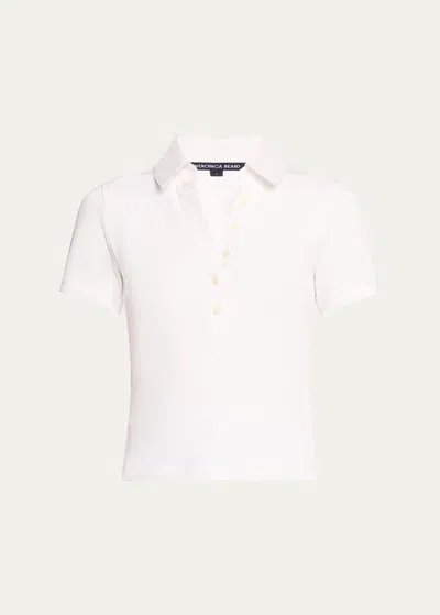 VERONICA BEARD KEARNEY SHORT-SLEEVE POLO TOP