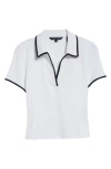 Veronica Beard Kearney Polo Tee With Contrast Piping In White