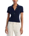 Veronica Beard Kearney Short-sleeve Polo Tee In Navy