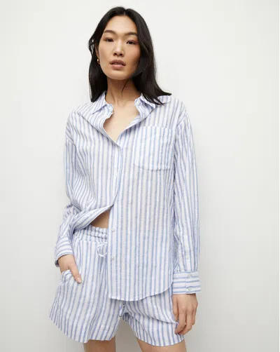 Veronica Beard Keiko Button-down Shirt Blue White In Blue/white