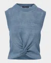 Veronica Beard Kellen Sleeveless Twist-front Sweater In Blue
