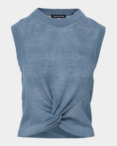 Veronica Beard Kellen Sleeveless Twist-front Sweater In Blue