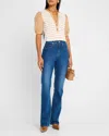Veronica Beard Kellie Poplin-trimmed Striped Cotton-jersey Top In Off Whitekhaki