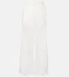 Veronica Beard Kemper Embroidered Cotton Wide-leg Pants In Off White