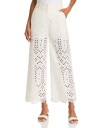 Veronica Beard Kemper Eyelet Pants In Off White