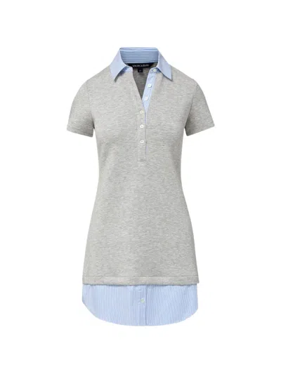 Veronica Beard Kenwood Striped-pattern Polo-collar Mini Dress In Gray