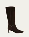 Veronica Beard Kenzie Mid-heel Tall Boot In Black Suede