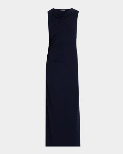 Veronica Beard Kerilyn Ruched Jersey Maxi Dress In Blue