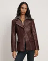 Veronica Beard Kessler Leather Dickey Jacket In Brown
