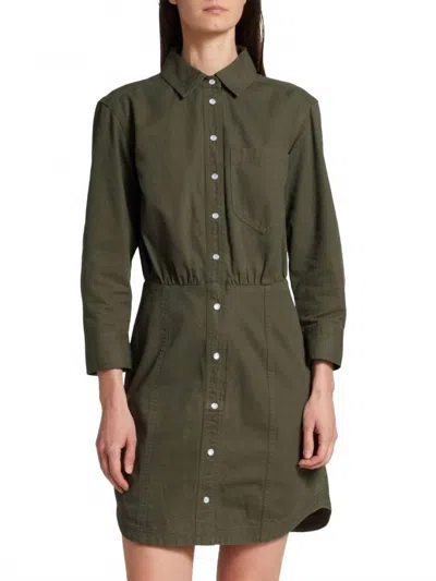 Veronica Beard Keston Twill Mini-shirtdress In Army Green