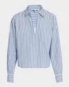 Veronica Beard Khai Stripe Long-sleeve Top In Bluebell Multi