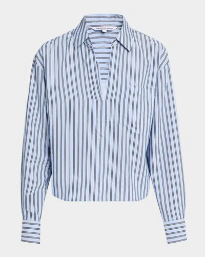 Veronica Beard Khai Stripe Long-sleeve Top In Bluebell Multi