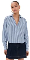 Veronica Beard Khai Stripe Long-sleeve Top In Bluebell Multi