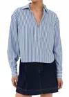 Veronica Beard Khai Stripe Long-sleeve Top In Blue