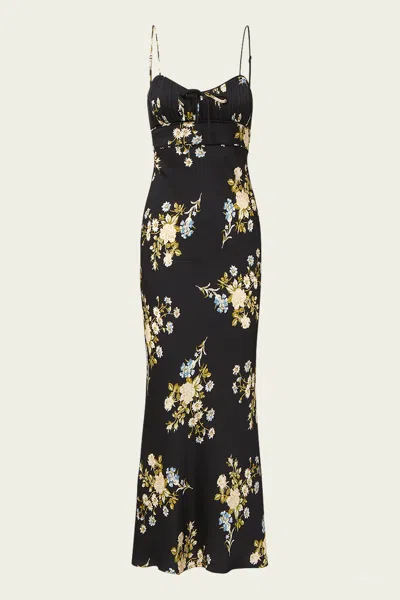 Veronica Beard Kieren Floral Slip Dress In Black Multi
