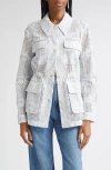Veronica Beard Kiki Embroidered Eyelet Jacket In White