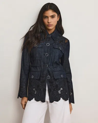 Veronica Beard Kiki Eyelet Jacket In Gray