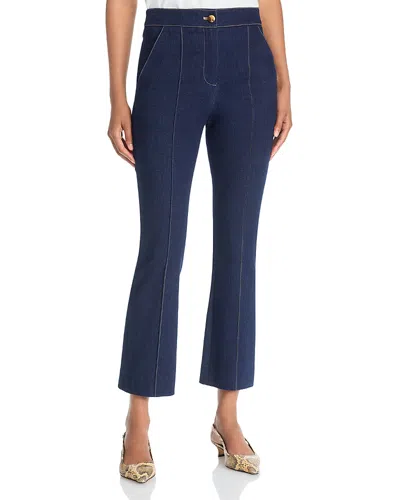 Veronica Beard Kimra Mid Rise Cropped Kick Flare Jeans In Midnight Wash In Blue