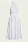 Veronica Beard Kinny Shirred Cotton-blend Poplin Midi Dress