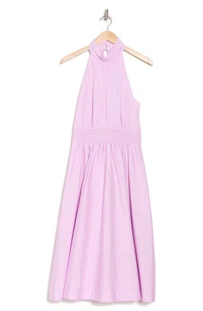 Veronica Beard Kinny Smocked Cotton Blend Midi Dress In Barely Orchid