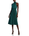 Veronica Beard Kinny Smocked Cotton Blend Midi Dress In Forest