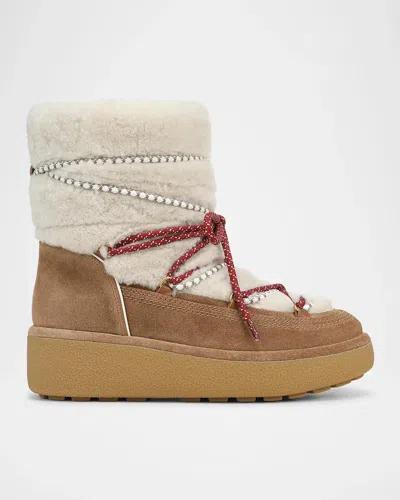 Veronica Beard Kirsta Suede And Shearling Snow Boots In Multi