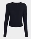 Veronica Beard Kisha Ruched Long-sleeve Tee In Blue