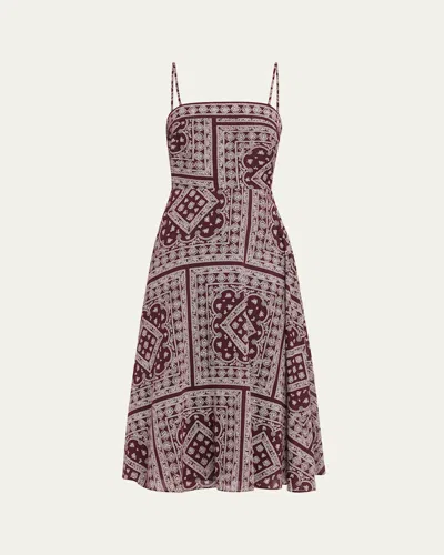 Veronica Beard Kitt Bandana-print Midi Dress In Gray