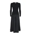 Veronica Beard Vaughn Long-sleeve Drop-waist Dress In Black